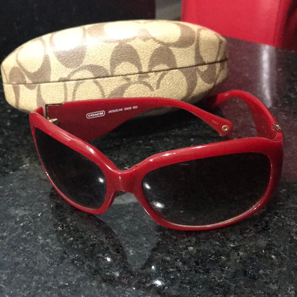 Red and silver Coach sunglasses